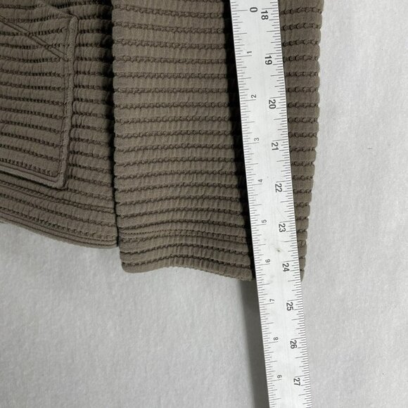 Worth Cardigan Jacket Women Sz 12 Taupe Button-Up Ribbed V-Neck Stretch Pockets - Picture 4 of 13